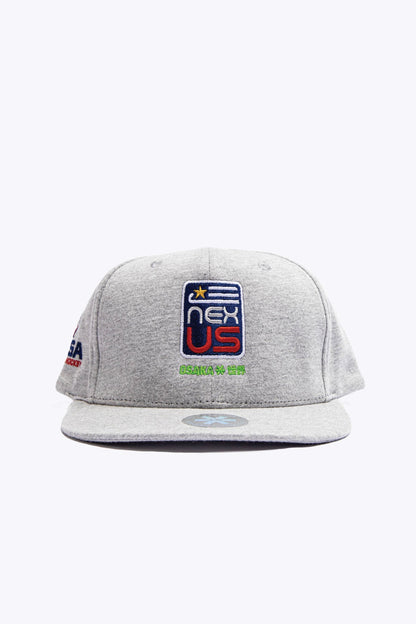 Osaka x Nexus cap in grey with Nexus logo in navy. Front view