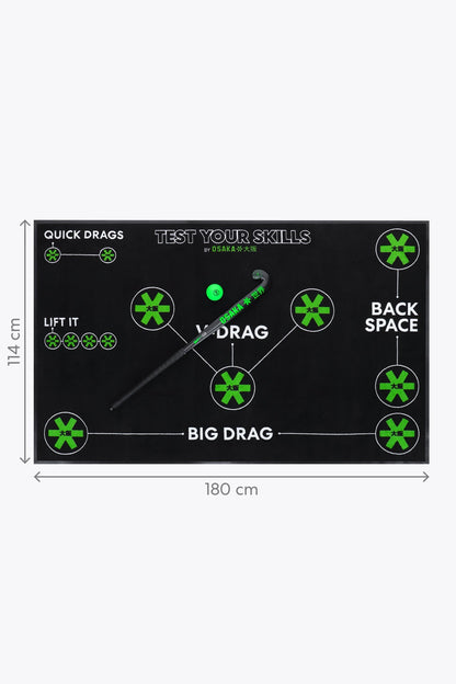 Osaka field hockey skill carpet. From above view with measurements