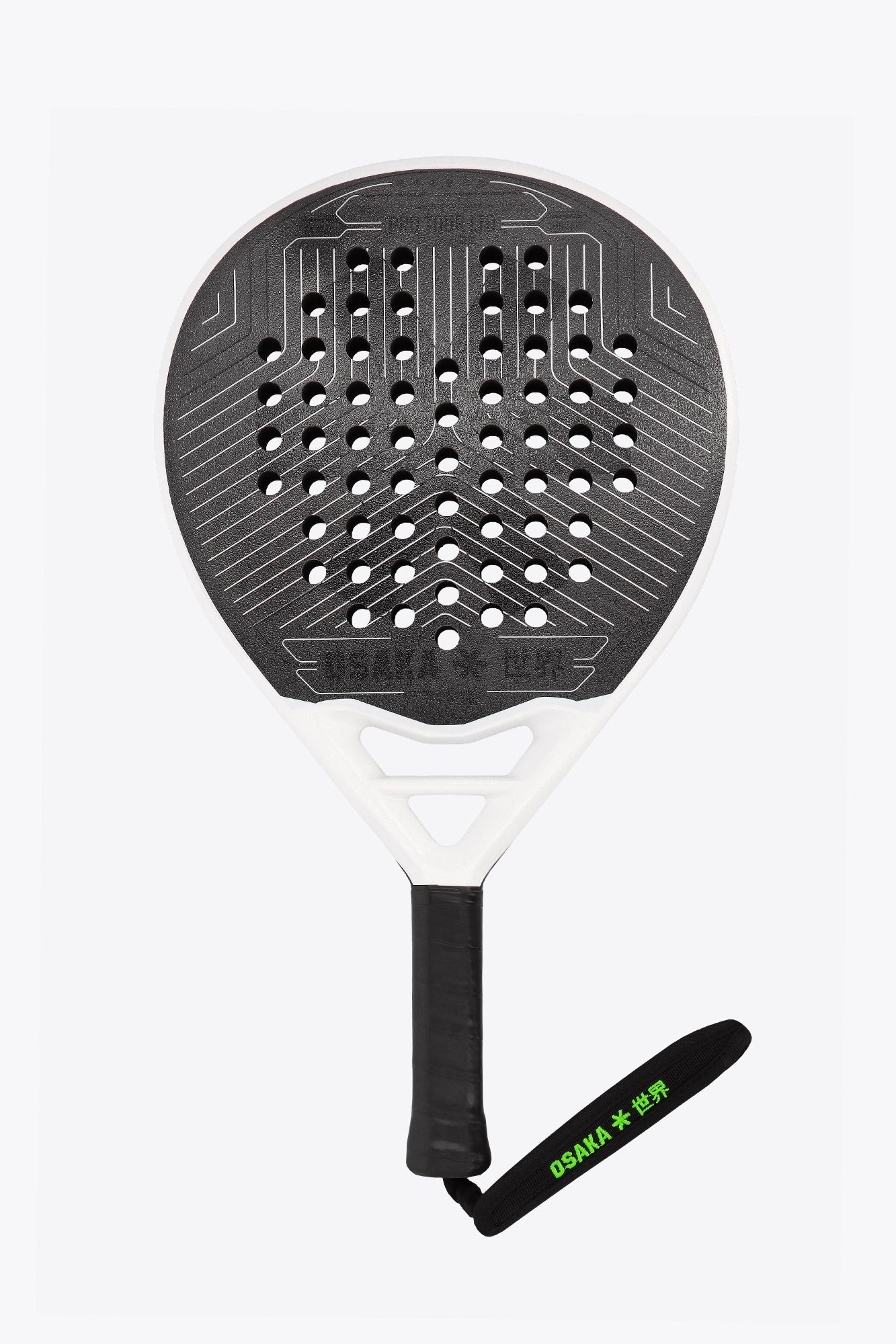 Osaka pro tour LTD padel racket white and black. Front view