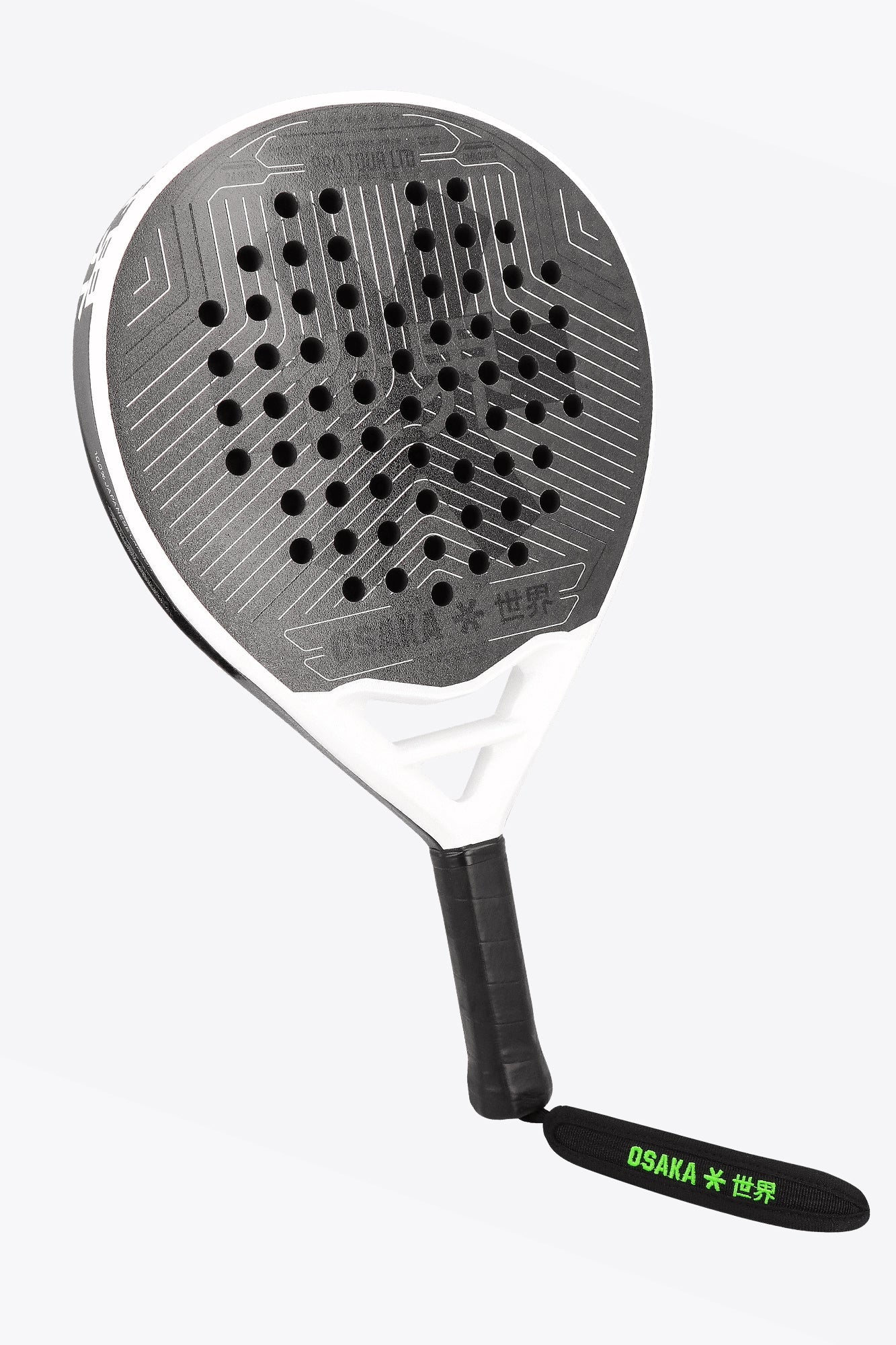 Osaka pro tour LTD padel racket white and black. Front view