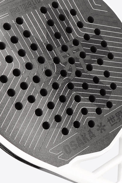 Osaka pro tour LTD padel racket white and black. Detail logo view