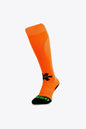 Osaka Field Hockey Socks in orange with Osaka logo in green. Front view