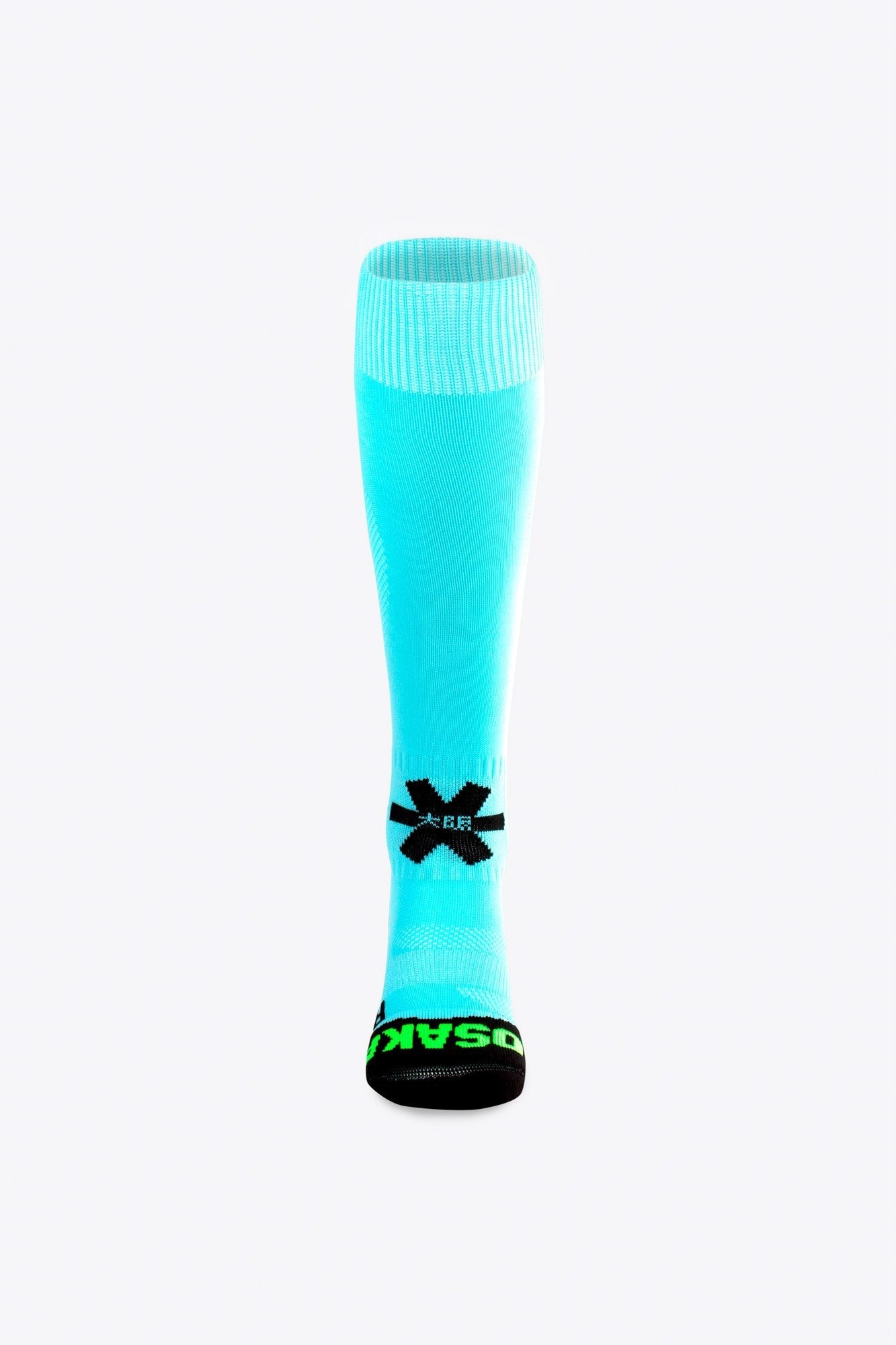 Osaka Field Hockey Socks in sky blue with Osaka logo in green. Front view