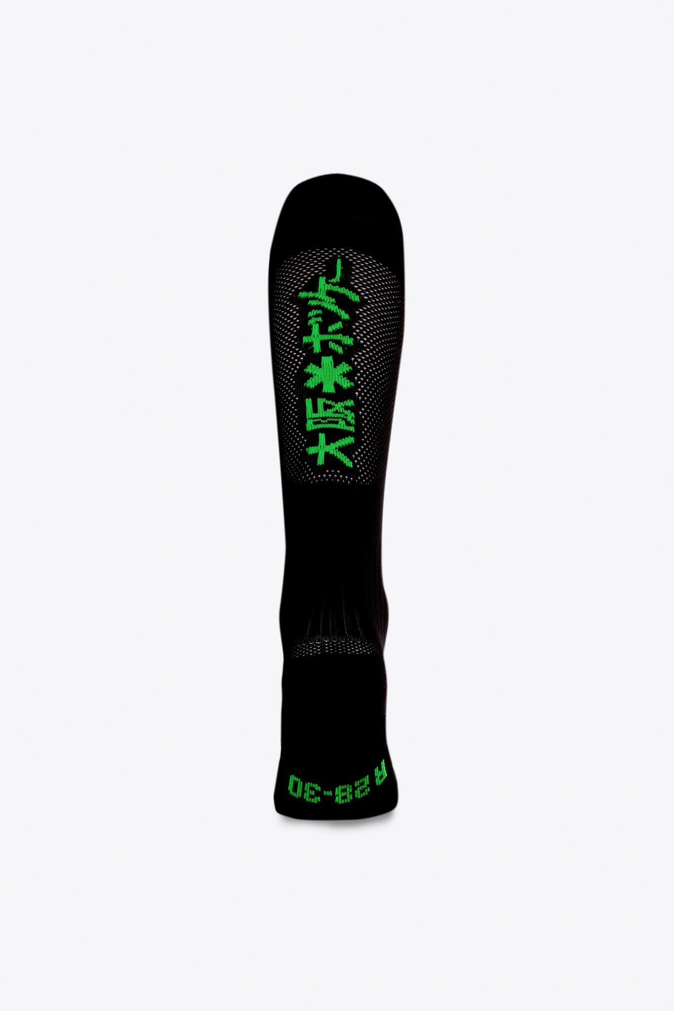 Osaka Field Hockey Socks black with Osaka logo in green. Back view