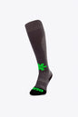 Osaka Field Hockey Socks in grey with Osaka logo in green. Front view