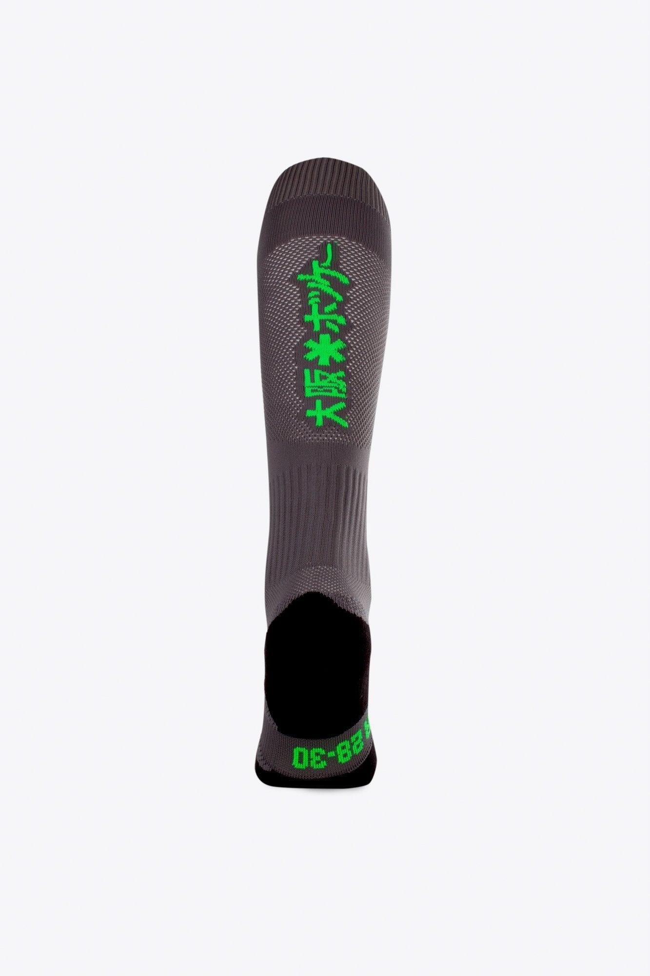 Osaka Field Hockey Socks in grey with Osaka logo in green. Back view