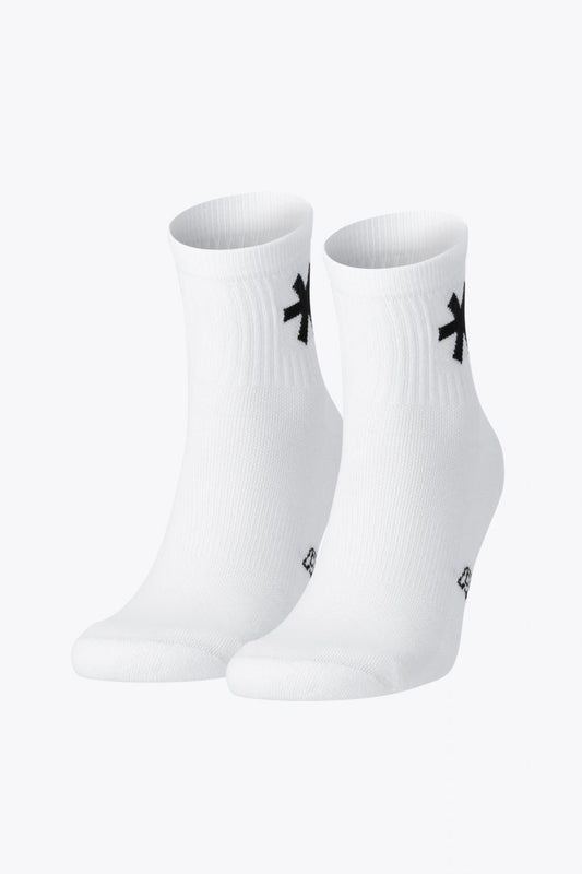 Osaka Short Sport Duo Socks in white with Osaka logo in black. Front view