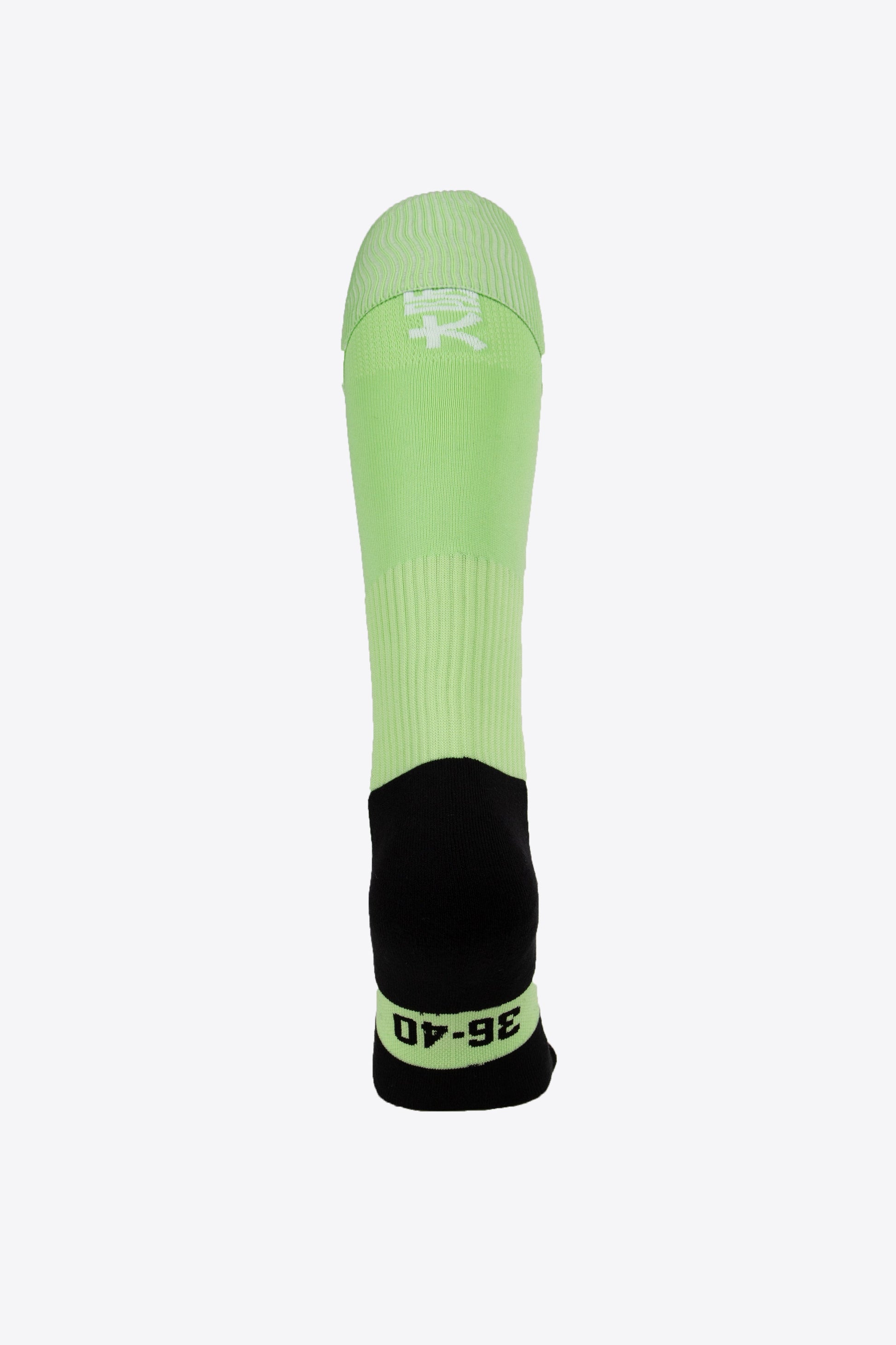 Osaka Field Hockey Socks in neo mint with Osaka logo in green. Back view