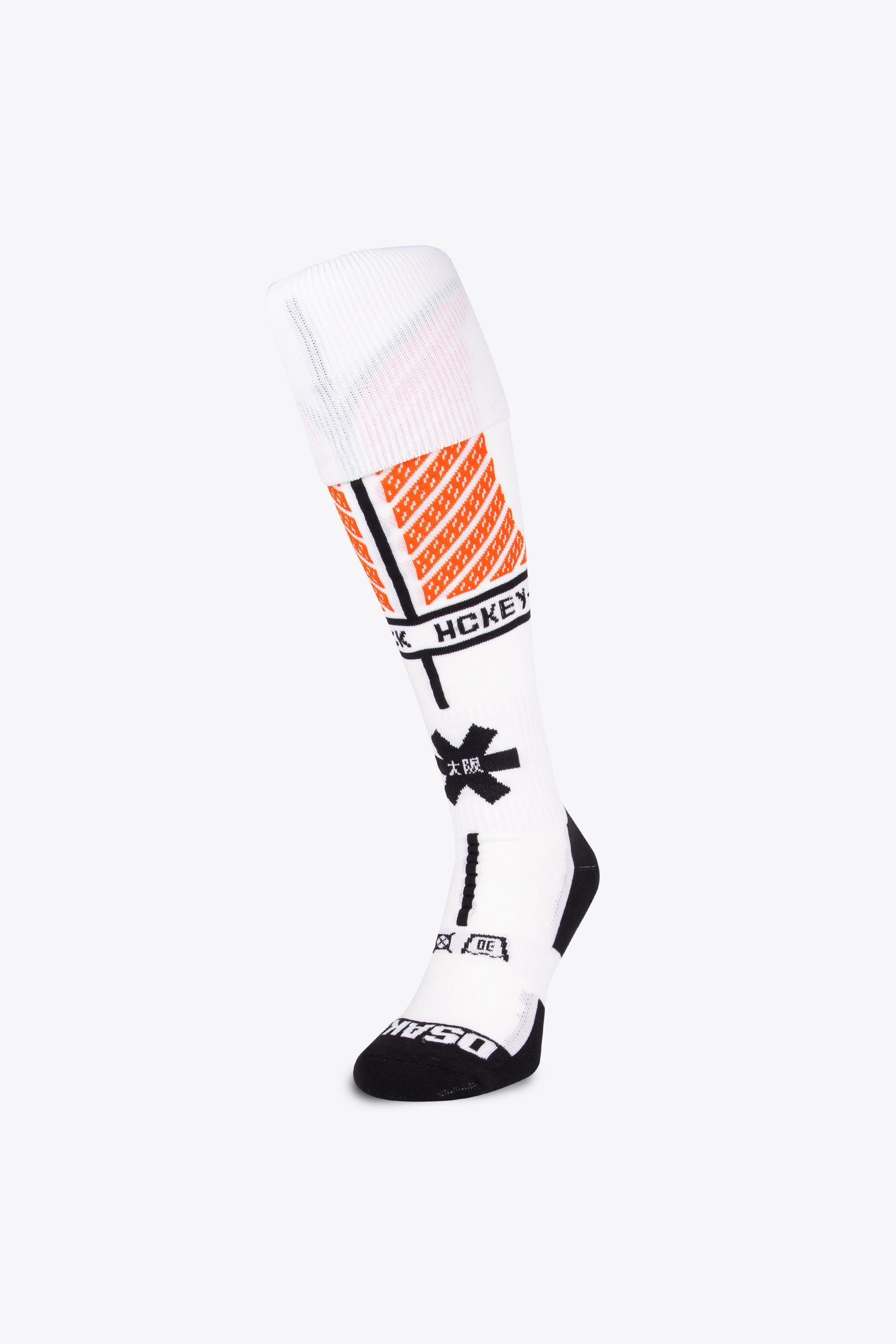 Osaka Field Hockey Socks in moon white with Osaka logo in white. Front view