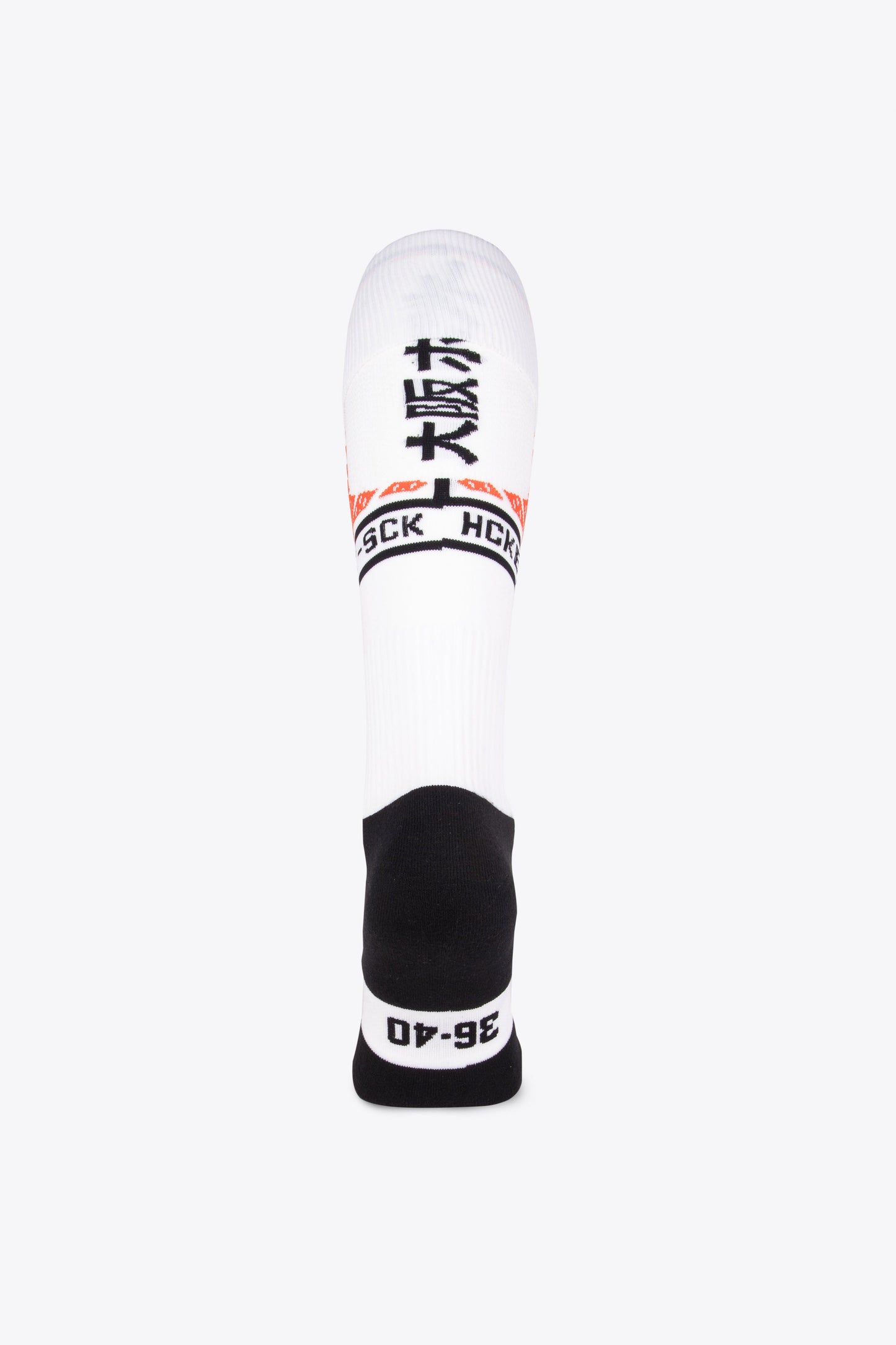 Osaka Field Hockey Socks in moon white with Osaka logo in white. Back view