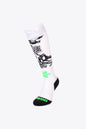 Osaka Field Hockey Socks in white flowers with Osaka logo in green. Front view