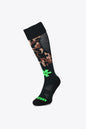 Osaka Field Hockey Socks camouflage with Osaka logo in green. Front view