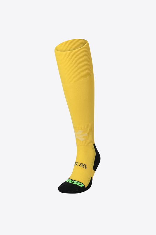 Osaka Field Hockey Socks in honey comb with Osaka logo in green. Front view