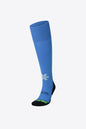 Osaka Field Hockey Socks in lazul blue with Osaka logo in green. Front view