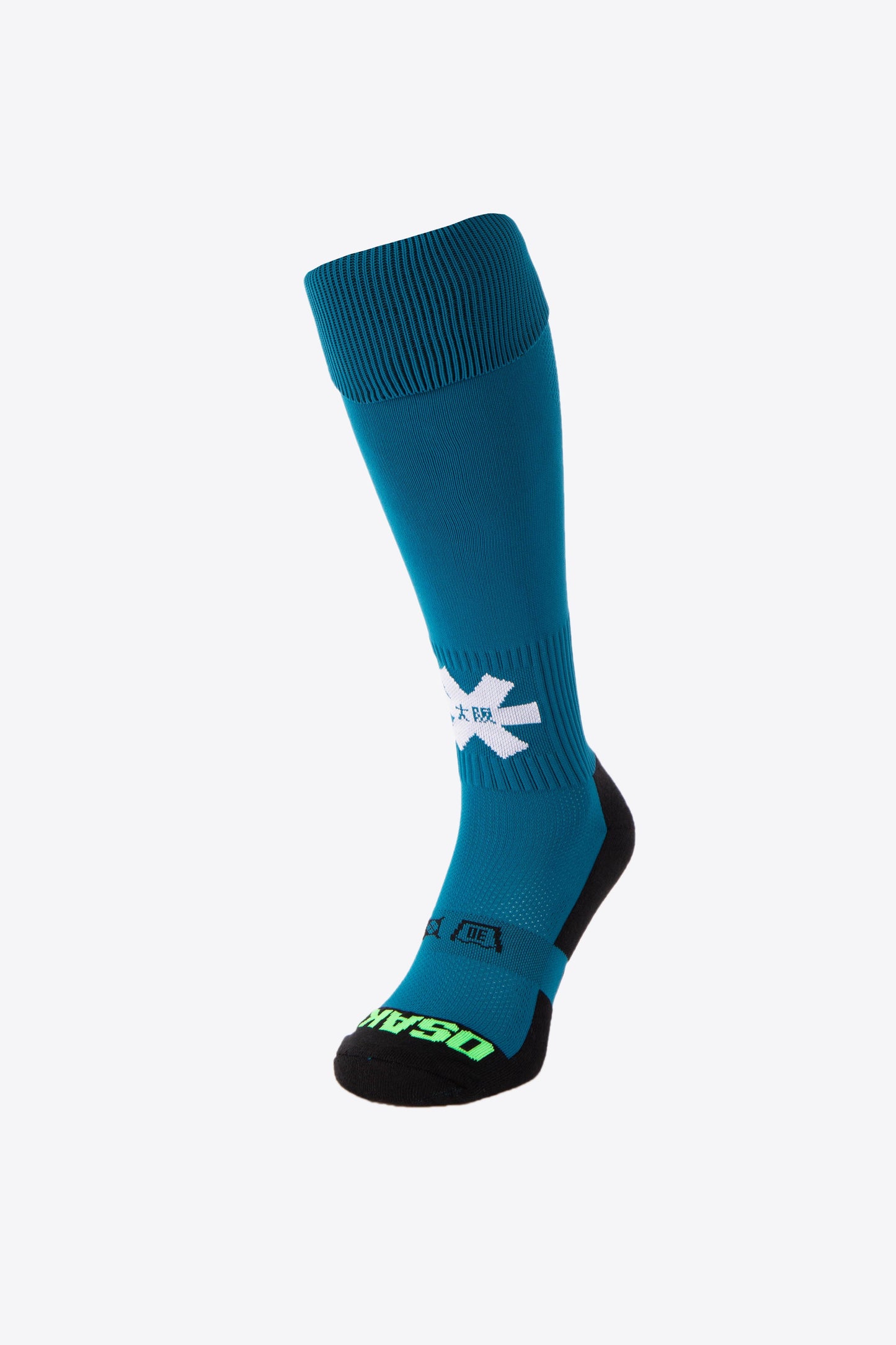 Osaka Field Hockey Socks french navy with Osaka logo in green and white. Front view 