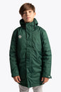 Boy wearing the Osaka Kids Stadium Jacket in Dark Green. Front view