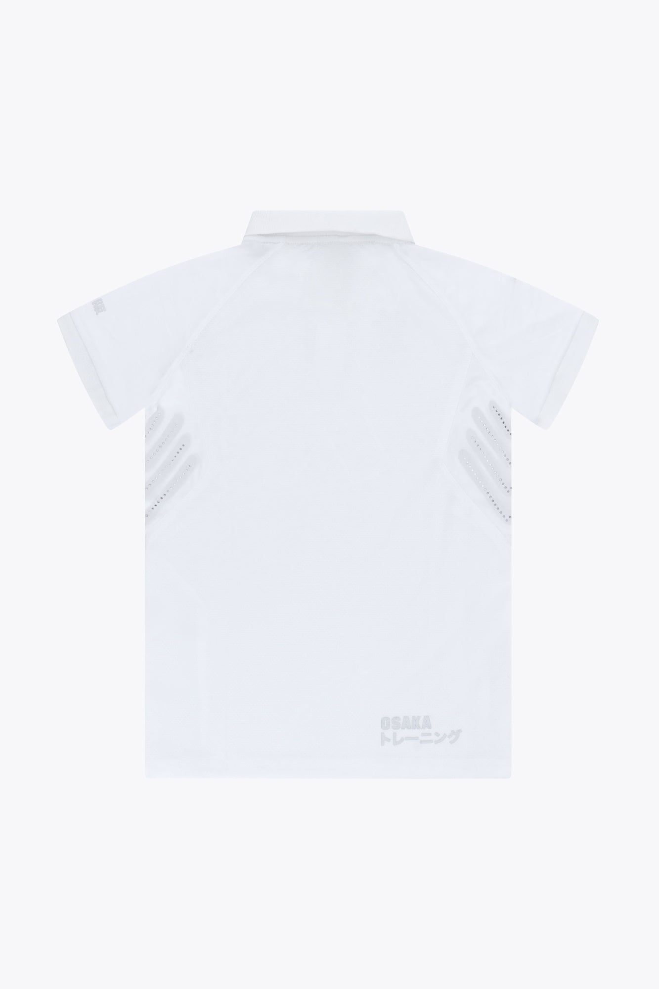 Osaka Kids Polo Jersey in White. Back flatlay view