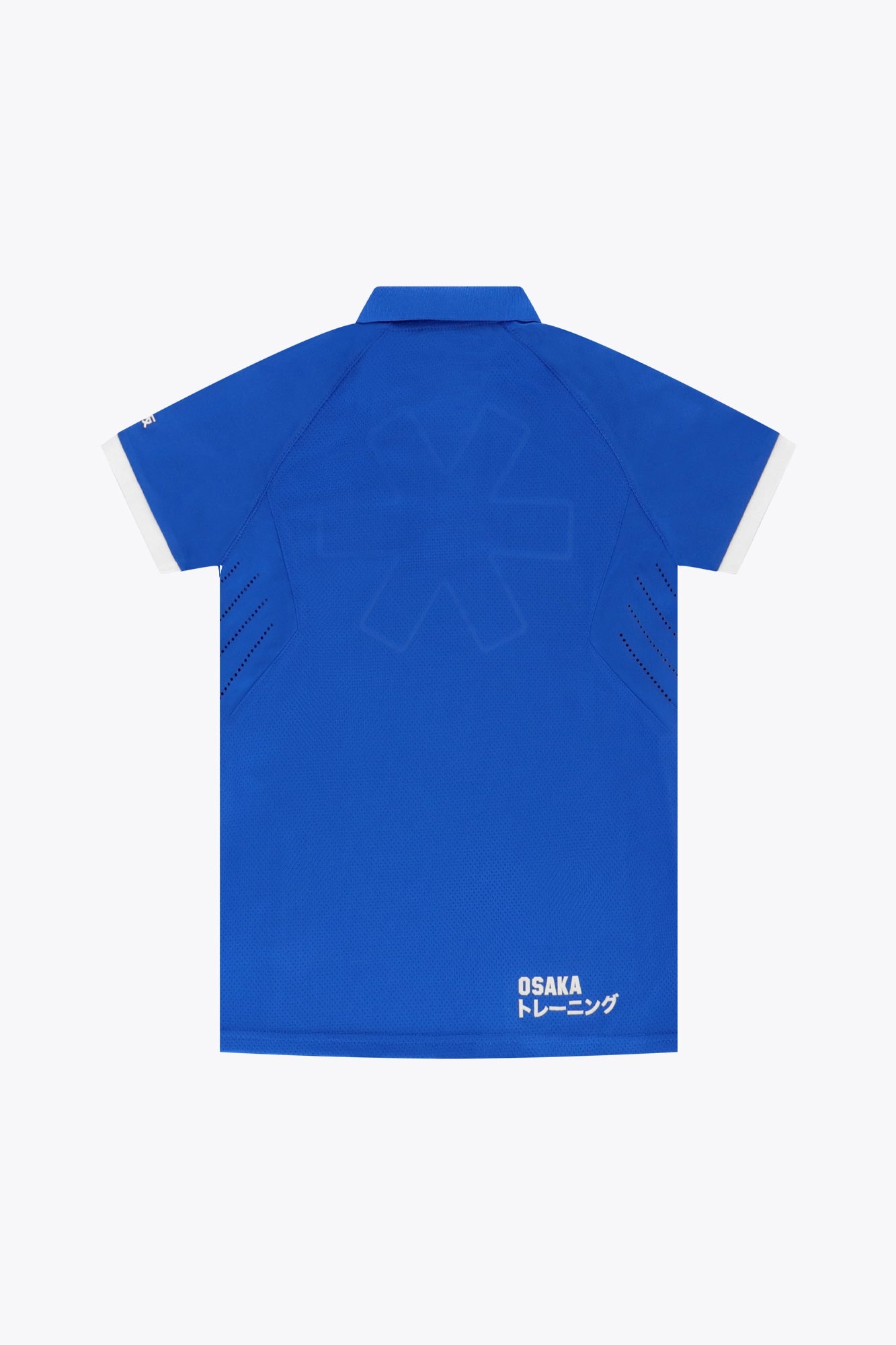 Osaka Kids Polo Jersey in Royal blue. Back flatlay view