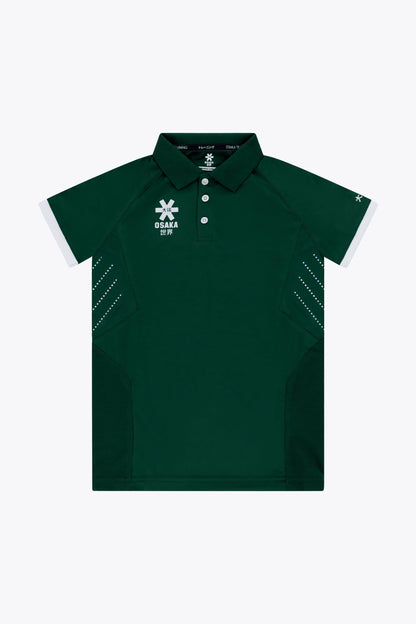 Osaka Kids Polo Jersey in Dark Green. Front flatlay view