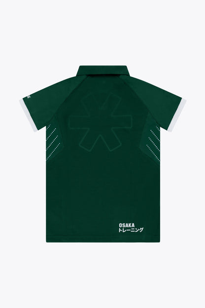 Osaka Kids Polo Jersey in Dark Green. Back flatlay view