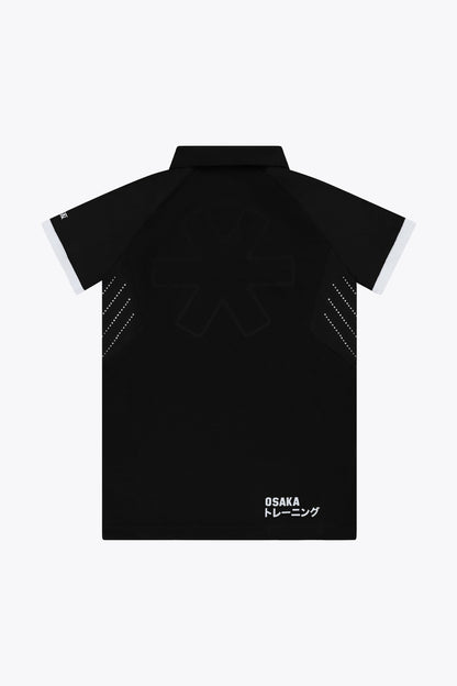 Osaka Kids Polo Jersey in Black. Back flatlay view