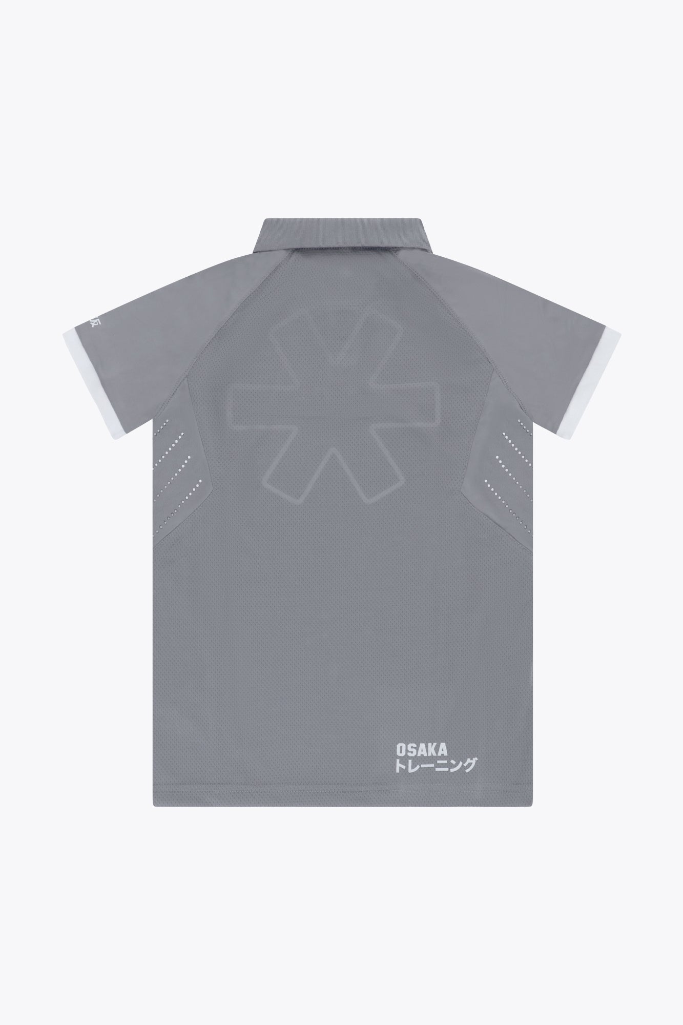 Osaka Kids Polo Jersey in Dark Grey. Back flatlay view