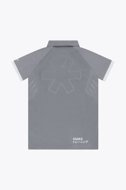 Osaka Kids Polo Jersey in Dark Grey. Back flatlay view