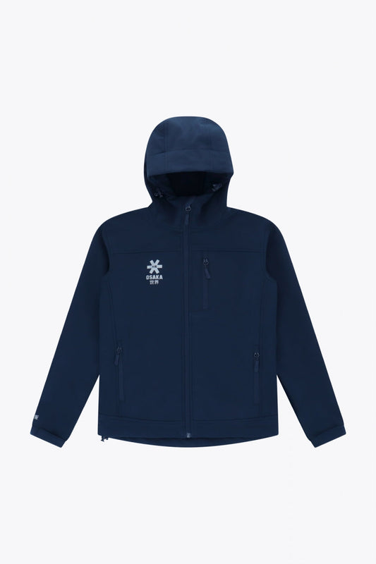 Osaka Kids Softshell Jacket in Navy. Front flatlay view