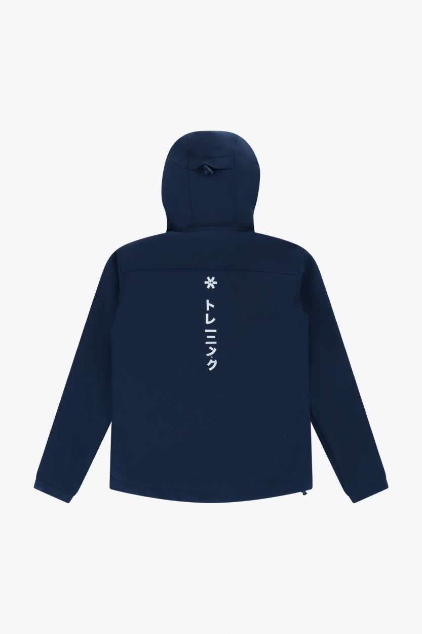 Osaka Kids Softshell Jacket in Navy. Back flatlay view