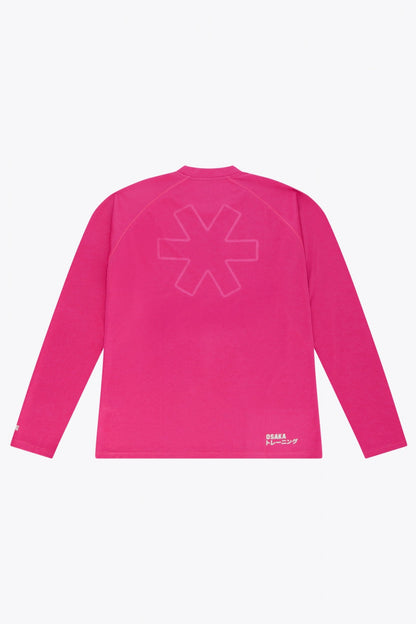 Osaka Keeper Tee Long Sleeve in Fluo Pink. Back view